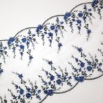 Dentelle brodée en tulle floral pour lingerie - Bleu/Blanc/Vert/Noir