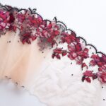 Floral embroidered tulle lace trim | 2m mirrored set