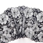 Encaje de tul bordado floral negro para lencería