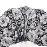 Soft black floral embroidered tulle fabric