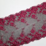 Dentelle brodée noire/rose pour soutien-gorge et couture lingerie