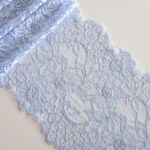 blue eyelash stretch lace trim for sewing lingerie, scalloped elastic lace for bra making and underwear