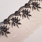 Nude/black embroidered voile lace trim | 2m mirrored set
