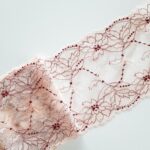 Dentelle élastique nude/marron avec lurex pour lingerie