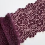 Maroon eyelash elastic lace fabric | Stretch lace