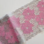 Encaje elástico gris/rosa para lencería y sujetadores