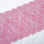 Pink eyelash lace trim with glitters | Inelastic lace