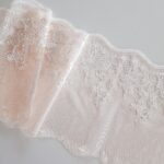 Pizzo voile ricamato bianco/nudo 2m per lingerie