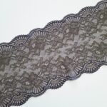 Khaki/grey soft stretch lace trim