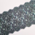 Green/blue Chantilly lace with lurex | Inelastic lace coupon
