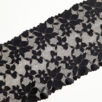 Dentelle élastique noire avec lurex pour lingerie et soutiens-gorge