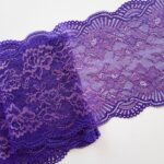 Violet soft stretch lace fabric | Elastic floral lace for sewing