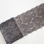 Grey stretch lace trim | Soft floral elastic lace