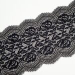 Black elastic eyelash lace fabric | Stretch floral lace