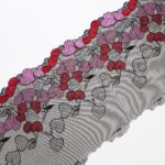 Pizzo ricamato rosso/rosa/nero 2m per lingerie