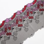 Red/pink/black embroidered lace trim | 2m mirrored set
