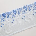Encaje bordado floral azul para lencería | Set de 2 metros