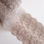Beige stretch lace fabric | Elastic bridal lace