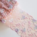 Beige/pink/lilac/mint embroidered lace trim