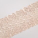 Beige elastic lace fabric | Stretch lace