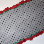 Black/red embroidered lace trim