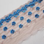 Encaje de voile bordado beige/azul para lencería | Set de 2 metros