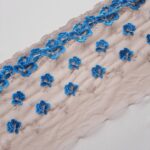 Beige/blue embroidered voile lace trim | 2m mirrored set | Bra & Dress making