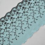 Dentelle miroir 2m broderie bleue/brune pour lingerie et soutien-gorge