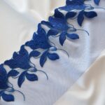 Blue embroidered voile lace trim | 2m mirrored set | Bra making