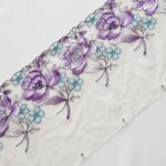 Pizzo ricamato in voile lilla 2m per reggiseni e lingerie