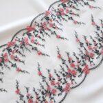 Encaje de tul floral rosa/blanco/verde para lencería | Venta por metro