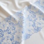 floral embroidered tulle lace trim for sewing lingerie, soft blue lace for bra making