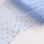 Dentelle tulle brodée bleu doux, pour lingerie