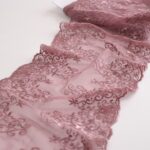 embroidered tulle lace trim for sewing lingerie, soft dusty pink lace for bra making