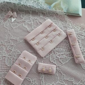 dusty pink hook & eye closures for bra making and sewing lingerie (3x2, 3x3)