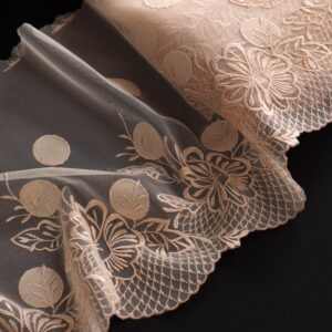 2m mirrored set embroidered lace for bra making, beige embroidery for sewing lingerie