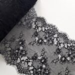 black eyelash chantilly lace trim coupon 3m, lace for sewing lingerie