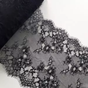 black eyelash chantilly lace trim coupon 3m, lace for sewing lingerie