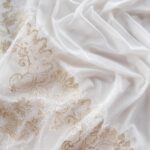 coupon di pizzo chantilly 3m per lingerie, bianco antico con pizzo inelastico lurex