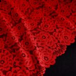 Pizzo elasticizzato rosso per lingerie, pizzo elastico per la realizzazione di reggiseni