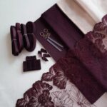 kit da cucito reggiseno + mutandina colore prugna, kit fai da te