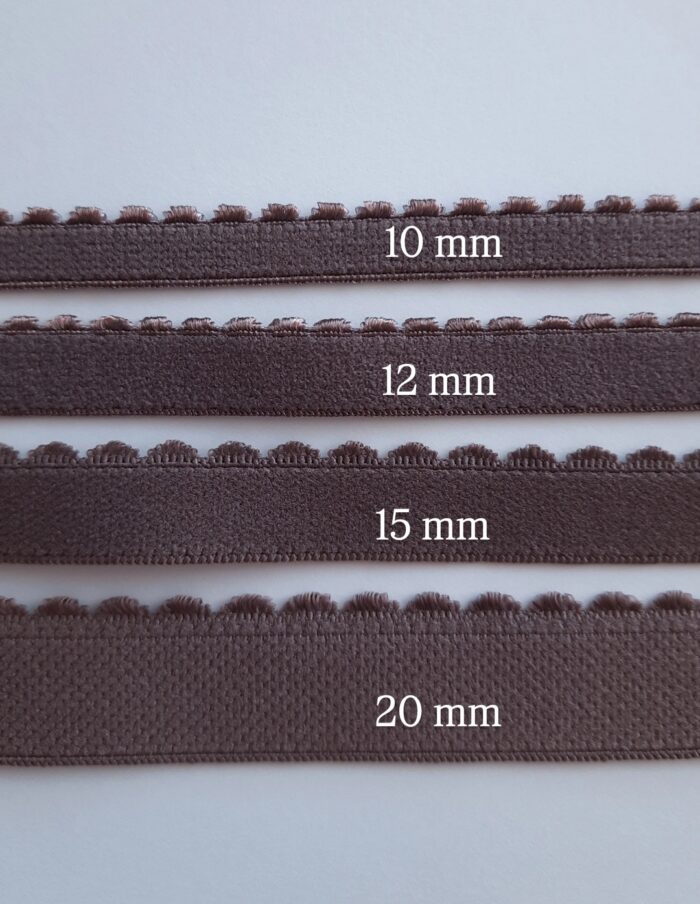 Elastico felpato picot con bordo color pepe, 2 metri, nelle misure 10/12/15/20mm, per sottoseno reggiseno, elastico per cucito lingerie - immagine 2