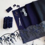 kit da cucito reggiseno + mutandina colore blu, kit fai da te