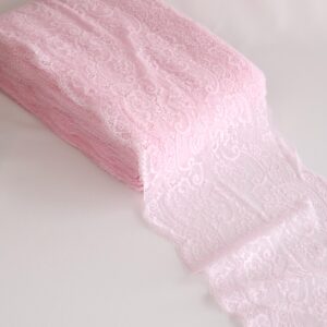 Passamaneria in pizzo elasticizzato rosa a ciglia per cucire lingerie, tessuto in pizzo elastico per la realizzazione di reggiseni