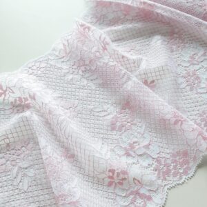 bordure en dentelle blanche/rose pour couture, dentelle florale douce et extensible pour sous-vêtements