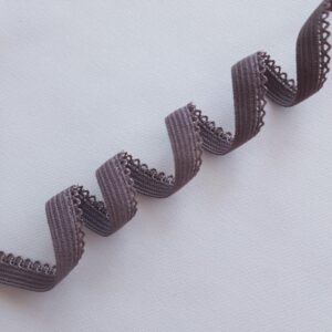 Elastico per mutandine e lingerie, 2 metri, 10 mm, colore pepe, bordo a picot.