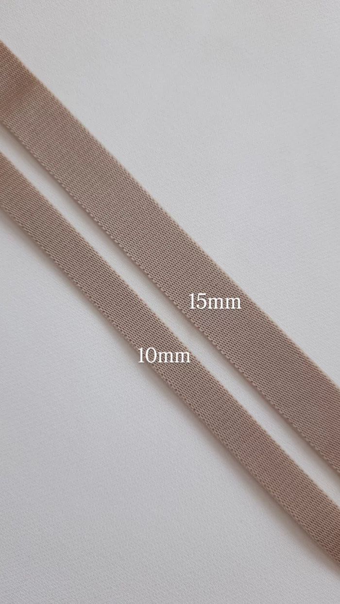 2 metros de cinta elástica color café con leche en tamaños de 10/15 mm, tira de sujetador para coser lencería - Imagen 3