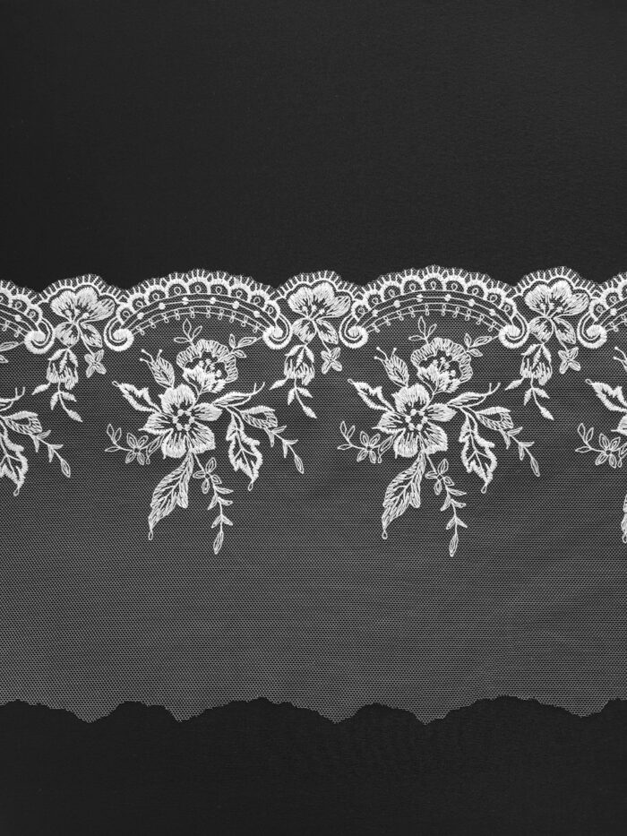2m mirrored set white embroidered voile lace trim for sewing underwear, floral embroidered lace for bra making - Image 3