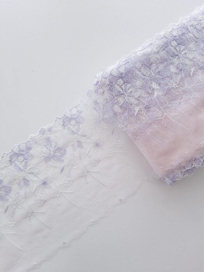 Ensemble de 2 m de dentelle en tulle brodé miroir pour confection de soutien-gorge, dentelle brodée florale pour couture de lingerie – Image 1