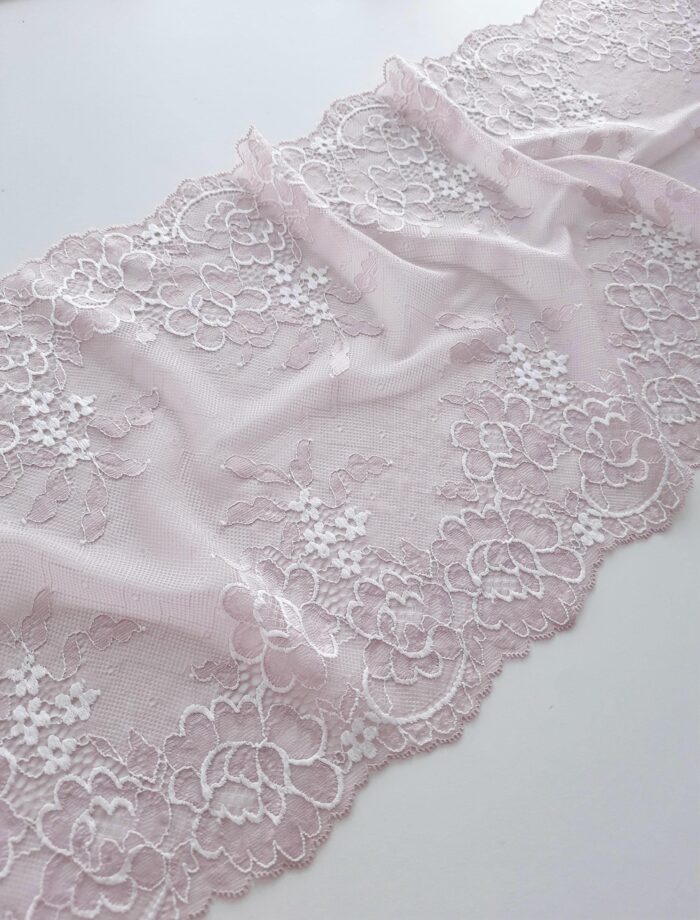 Passamaneria in pizzo elasticizzato per lingerie, tessuto in pizzo elastico per reggiseni - immagine 1